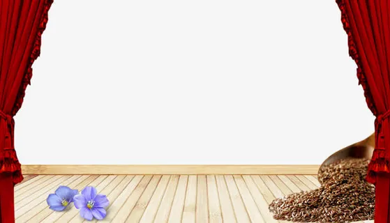 鲜花红色帘子免抠