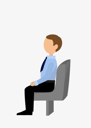 端正坐着的卡通男人免抠