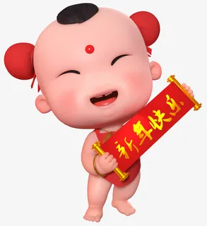 招财童子三维 春节 对联免抠