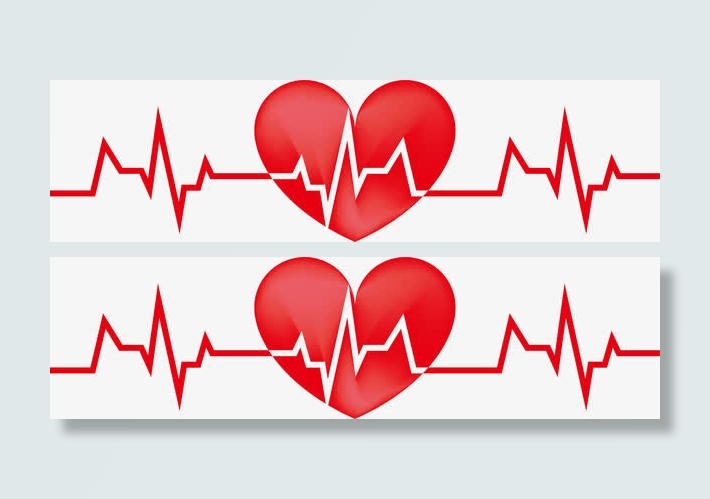 红色爱心折线免抠