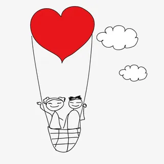 手绘热气球免抠