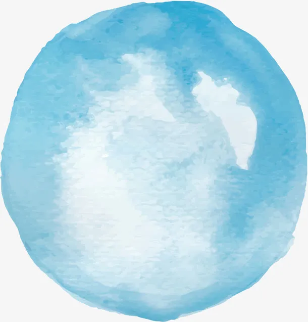 天蓝色水彩圆形免抠