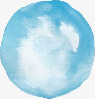 天蓝色水彩圆形免抠