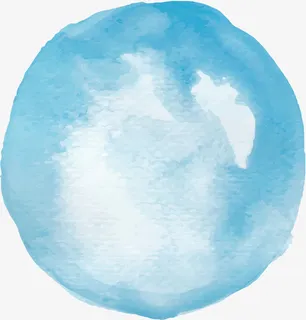 天蓝色水彩圆形免抠