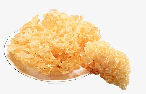 白盘子里的黄金银耳免抠