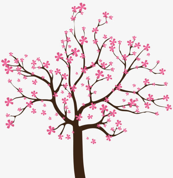 卡通手绘粉色樱花树免抠