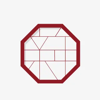 红色手绘的八边形边框免抠