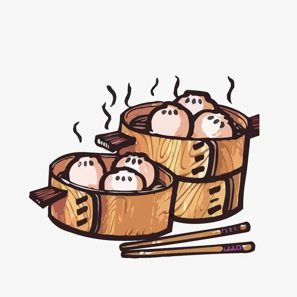 手绘汤包食物摆拍素材免抠