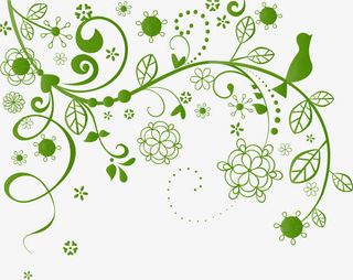 绿色矢量花纹免抠