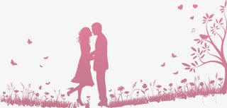 粉色情人节花园情侣免抠