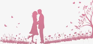 粉色情人节花园情侣免抠