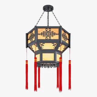 复古灯笼样式吊灯免抠