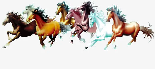 手绘马到成功十字绣图片免抠