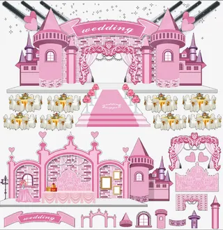 粉色舞台元素免抠