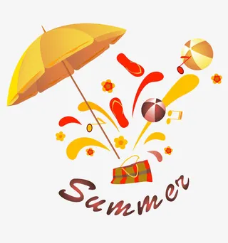 夏天装饰品字体素材免抠免抠