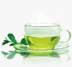 绿色春天茶叶茶杯免抠