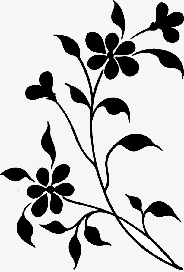 矢量装饰插图树枝叶与花朵免抠