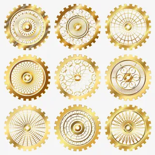 T恤卫衣夹克印花齿轮矢量图金色免抠