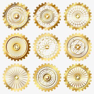 T恤卫衣夹克印花齿轮矢量图金色免抠
