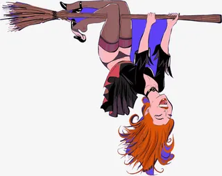 蓝色卡通巫婆免抠