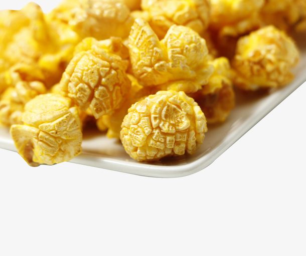 盘子里的蜂蜜球形爆米花免抠