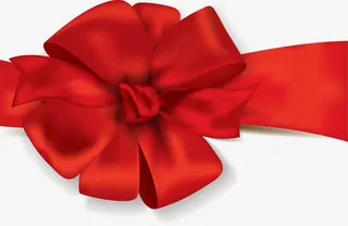 红色简约花边绸带免抠