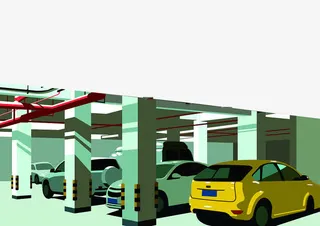 扁平风地下停车场场景免抠