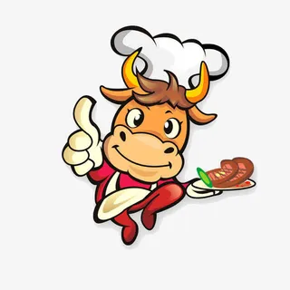 手绘卡通点赞厨师小牛免抠