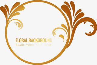 矢量手绘金色圆形花纹装饰标签免抠