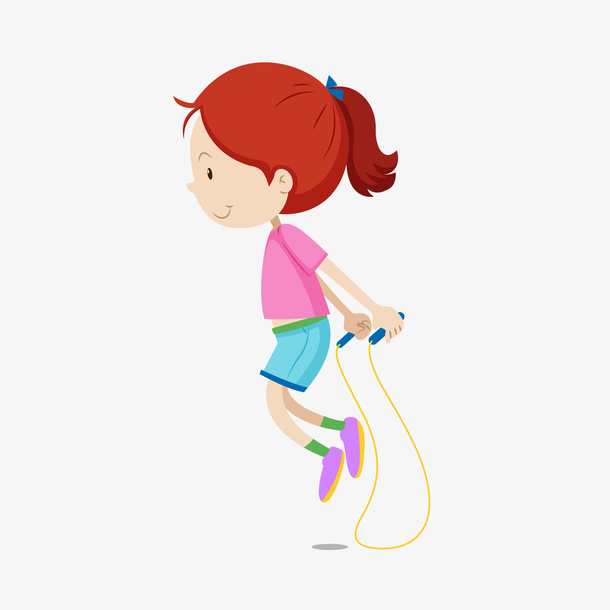 卡通跳绳的小女孩免抠
