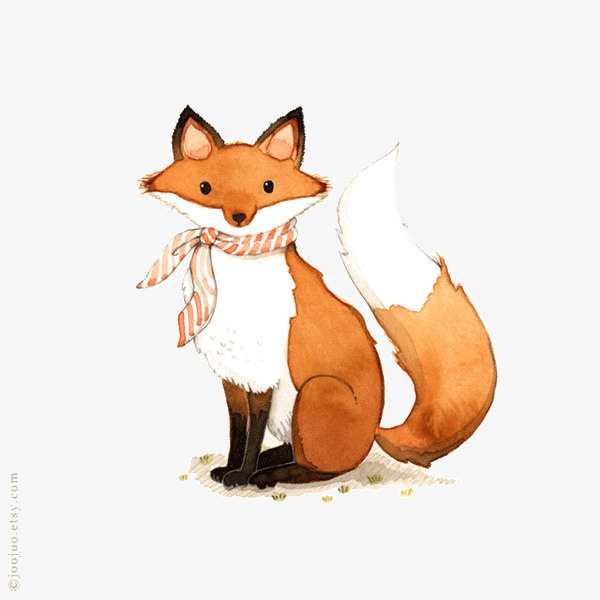 狐狸先生水彩插画免抠