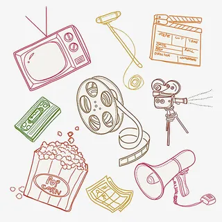 手绘复古电影象征免抠