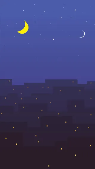 卡通月光夜景H5背景高清