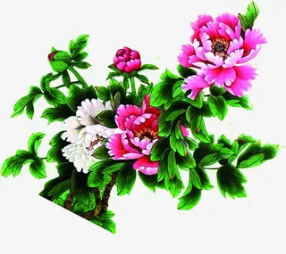 中秋节粉花绿叶海报免抠