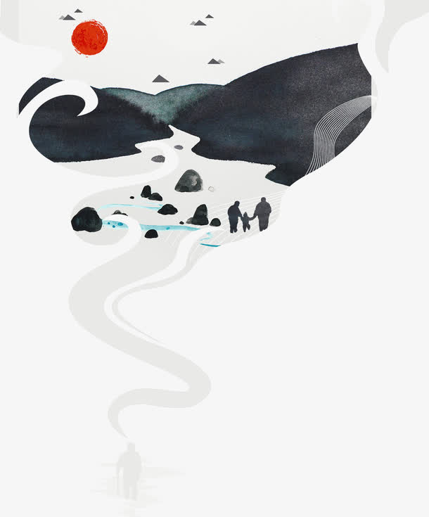 烟雾型山水画背景