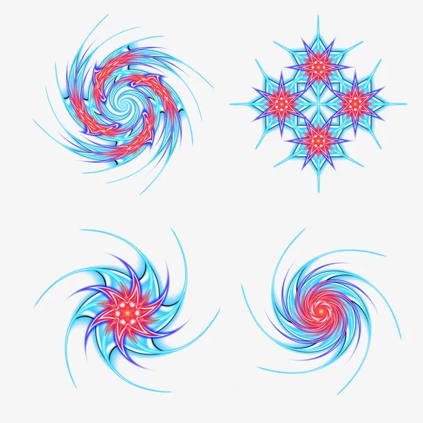 螺旋形几何对称华丽花纹免抠