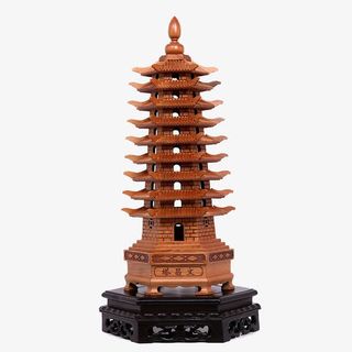 文昌塔实木雕刻摆件免抠