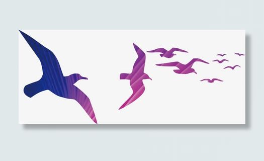 紫色远方飞鸟手绘免抠