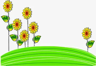 手绘草地向日葵免抠