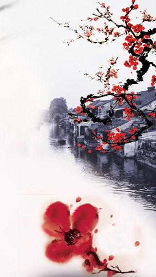 红色花卉H5背景高清