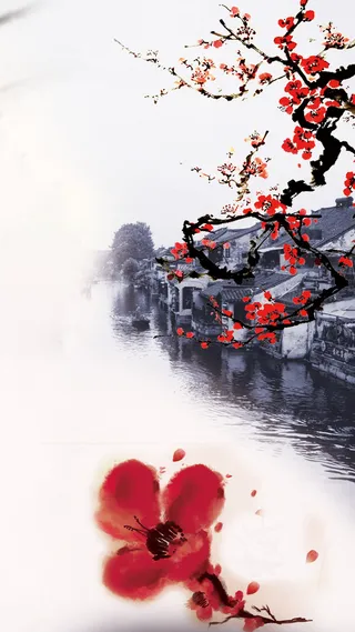 红色花卉H5背景高清