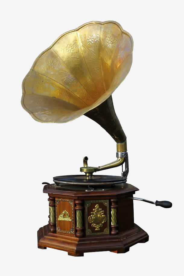 老式青铜留声机免抠