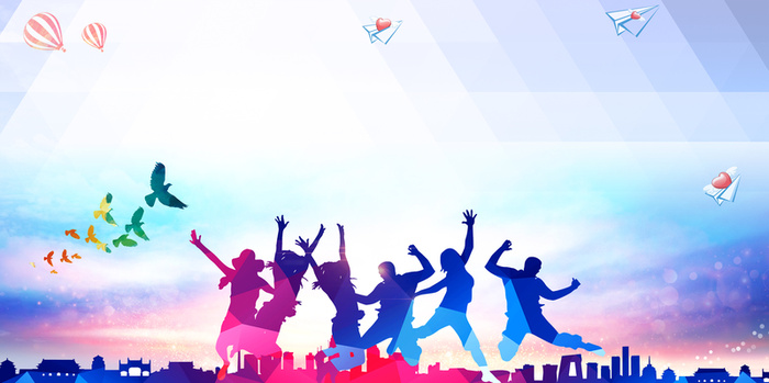 时尚炫彩商务年会签到墙背景高清