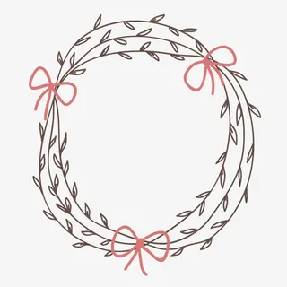 植物圆环上的蝴蝶结免抠