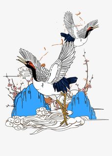 中国风仙鹤水墨仙鹤中国风禽类免抠