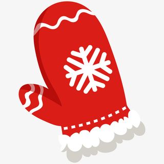 卡通圣诞节红色手套免抠