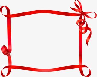 喜庆红色丝带边框免抠