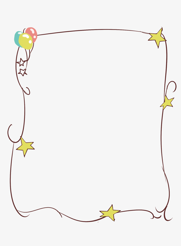 直线星星气球边框插图免抠