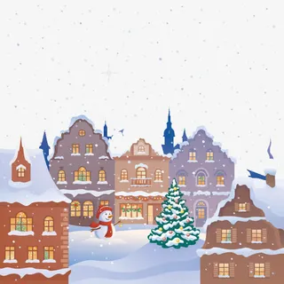 下雪小镇免抠