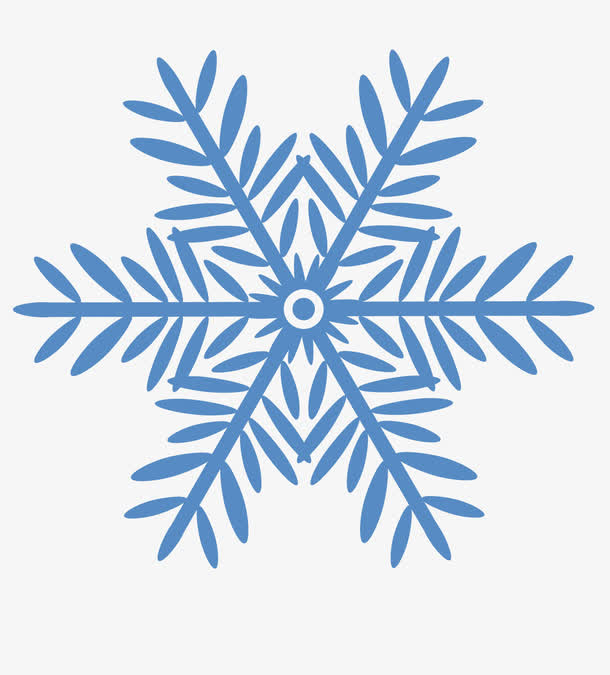 手绘深蓝色六角雪花图案免抠